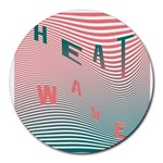 Heat Wave Chevron Waves Red Green Round Mousepads Front