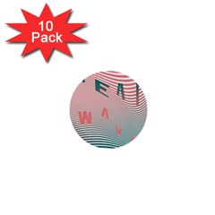 Heat Wave Chevron Waves Red Green 1  Mini Buttons (10 Pack) 