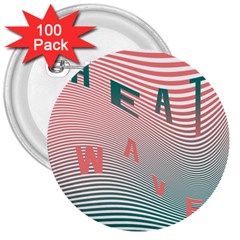 Heat Wave Chevron Waves Red Green 3  Buttons (100 Pack) 