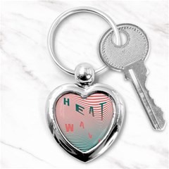 Heat Wave Chevron Waves Red Green Key Chains (heart)  by Mariart