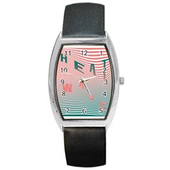 Heat Wave Chevron Waves Red Green Barrel Style Metal Watch by Mariart