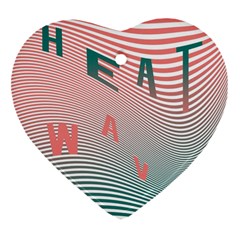 Heat Wave Chevron Waves Red Green Heart Ornament (two Sides) by Mariart