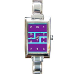 Illustrated Position Purple Blue Star Zodiac Rectangle Italian Charm Watch by Mariart