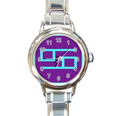 Illustrated Position Purple Blue Star Zodiac Round Italian Charm Watch by Mariart