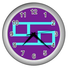 Illustrated Position Purple Blue Star Zodiac Wall Clocks (silver) 