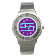 Illustrated Position Purple Blue Star Zodiac Stainless Steel Watch by Mariart