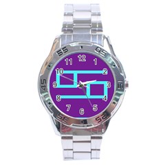 Illustrated Position Purple Blue Star Zodiac Stainless Steel Analogue Watch by Mariart