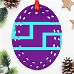 Illustrated Position Purple Blue Star Zodiac Ornament (Oval Filigree) Front