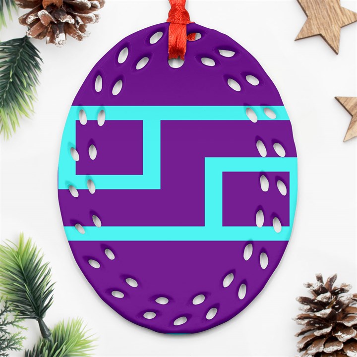 Illustrated Position Purple Blue Star Zodiac Ornament (Oval Filigree)