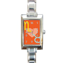 Illustrated Zodiac Love Heart Orange Yellow Blue Rectangle Italian Charm Watch by Mariart