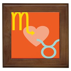 Illustrated Zodiac Love Heart Orange Yellow Blue Framed Tiles by Mariart