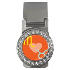 Illustrated Zodiac Love Heart Orange Yellow Blue Money Clips (cz)  by Mariart