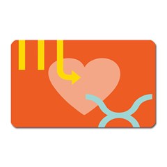 Illustrated Zodiac Love Heart Orange Yellow Blue Magnet (rectangular) by Mariart