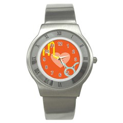 Illustrated Zodiac Love Heart Orange Yellow Blue Stainless Steel Watch by Mariart