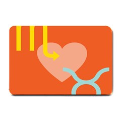 Illustrated Zodiac Love Heart Orange Yellow Blue Small Doormat  by Mariart