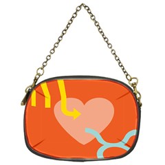 Illustrated Zodiac Love Heart Orange Yellow Blue Chain Purses (one Side)  by Mariart