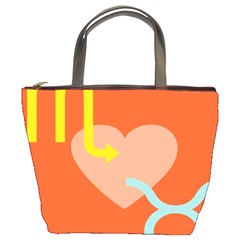 Illustrated Zodiac Love Heart Orange Yellow Blue Bucket Bags by Mariart