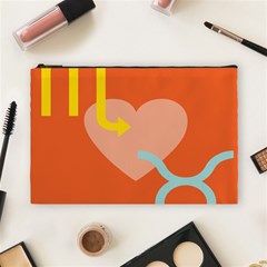 Illustrated Zodiac Love Heart Orange Yellow Blue Cosmetic Bag (large)  by Mariart