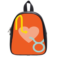 Illustrated Zodiac Love Heart Orange Yellow Blue School Bags (small)  by Mariart