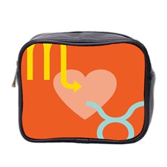 Illustrated Zodiac Love Heart Orange Yellow Blue Mini Toiletries Bag 2-side by Mariart