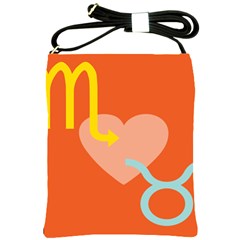 Illustrated Zodiac Love Heart Orange Yellow Blue Shoulder Sling Bags by Mariart