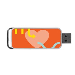 Illustrated Zodiac Love Heart Orange Yellow Blue Portable Usb Flash (one Side) by Mariart