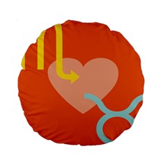 Illustrated Zodiac Love Heart Orange Yellow Blue Standard 15  Premium Round Cushions by Mariart