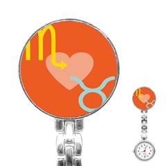 Illustrated Zodiac Love Heart Orange Yellow Blue Stainless Steel Nurses Watch by Mariart