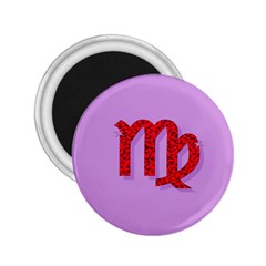 Illustrated Zodiac Purple Red Star Polka 2 25  Magnets by Mariart