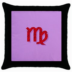 Illustrated Zodiac Purple Red Star Polka Throw Pillow Case (black) by Mariart