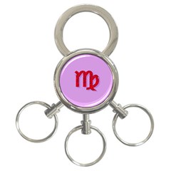 Illustrated Zodiac Purple Red Star Polka 3-ring Key Chains by Mariart