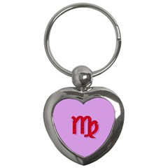 Illustrated Zodiac Purple Red Star Polka Key Chains (heart)  by Mariart