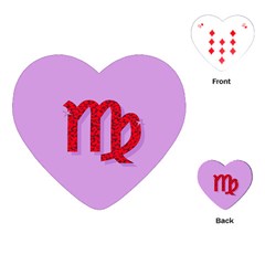 Illustrated Zodiac Purple Red Star Polka Playing Cards (heart)  by Mariart