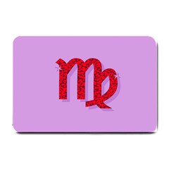 Illustrated Zodiac Purple Red Star Polka Small Doormat  by Mariart