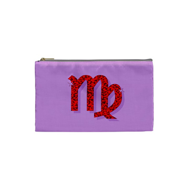 Illustrated Zodiac Purple Red Star Polka Cosmetic Bag (Small) 