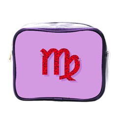 Illustrated Zodiac Purple Red Star Polka Mini Toiletries Bags by Mariart