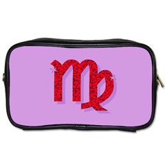 Illustrated Zodiac Purple Red Star Polka Toiletries Bags by Mariart