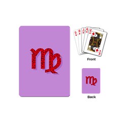 Illustrated Zodiac Purple Red Star Polka Playing Cards (mini)  by Mariart