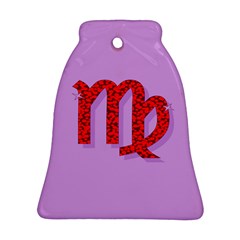 Illustrated Zodiac Purple Red Star Polka Bell Ornament (two Sides) by Mariart