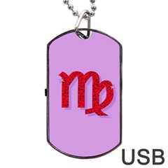 Illustrated Zodiac Purple Red Star Polka Dog Tag Usb Flash (two Sides) by Mariart