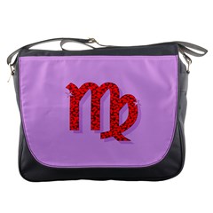 Illustrated Zodiac Purple Red Star Polka Messenger Bags by Mariart