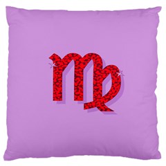 Illustrated Zodiac Purple Red Star Polka Large Cushion Case (one Side) by Mariart