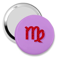 Illustrated Zodiac Purple Red Star Polka 3  Handbag Mirrors by Mariart