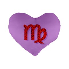 Illustrated Zodiac Purple Red Star Polka Standard 16  Premium Heart Shape Cushions by Mariart