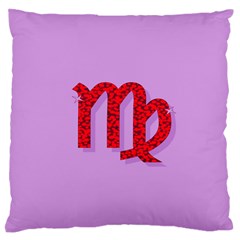 Illustrated Zodiac Purple Red Star Polka Large Flano Cushion Case (one Side) by Mariart