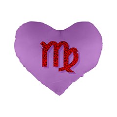 Illustrated Zodiac Purple Red Star Polka Standard 16  Premium Flano Heart Shape Cushions by Mariart