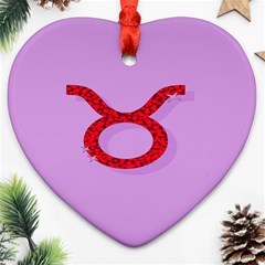 Illustrated Zodiac Purple Red Star Polka Circle Ornament (heart) by Mariart