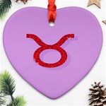 Illustrated Zodiac Purple Red Star Polka Circle Ornament (Heart) Front