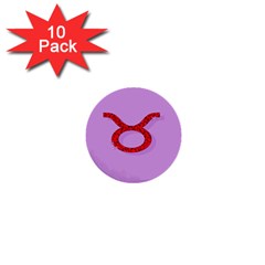 Illustrated Zodiac Purple Red Star Polka Circle 1  Mini Buttons (10 Pack)  by Mariart