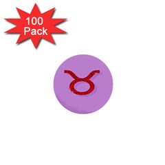 Illustrated Zodiac Purple Red Star Polka Circle 1  Mini Buttons (100 Pack) 